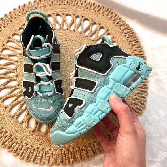Nike Air More Uptempo Light Aqua Sneakers AA1554-403 PS Size 12C - Picture 2 of 11